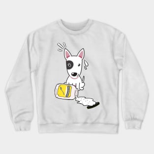 Cute Bulldog Terrier spilled mayonnaise Crewneck Sweatshirt